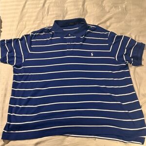 Ralph Lauren Men's Polo Shirt in Blue and White Stripes